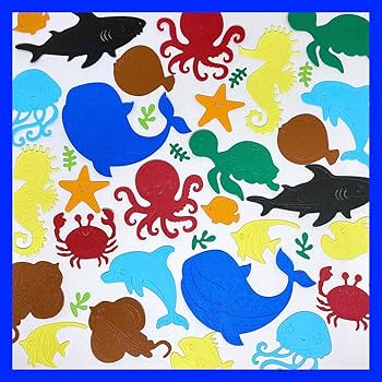 オーダーページ　海の生き物　ペーパークラフト　アルバム素材　ダイカット 色紙素材 Amazon.co.jp: 水族館 海の生き物 ペーパークラフト ダイカット