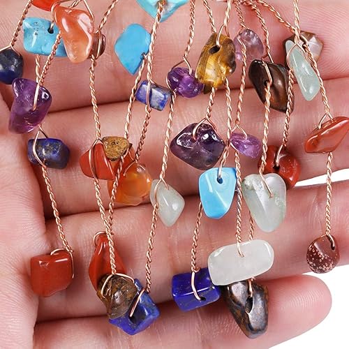 Miniatura 4 de SUNYIK Juego de 7 árboles de dinero de cristal Chkara hechos a mano sobre una base de rodajas de ágata natural, árbol de la vida curativo, cristales