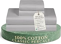 Vista 9 de Feather & Stitch - Juego de sábanas de 100 % algodón más suaves, ropa de cama de tejido percal de 300 hilos, bolsillo profundo de 16 pulgadas