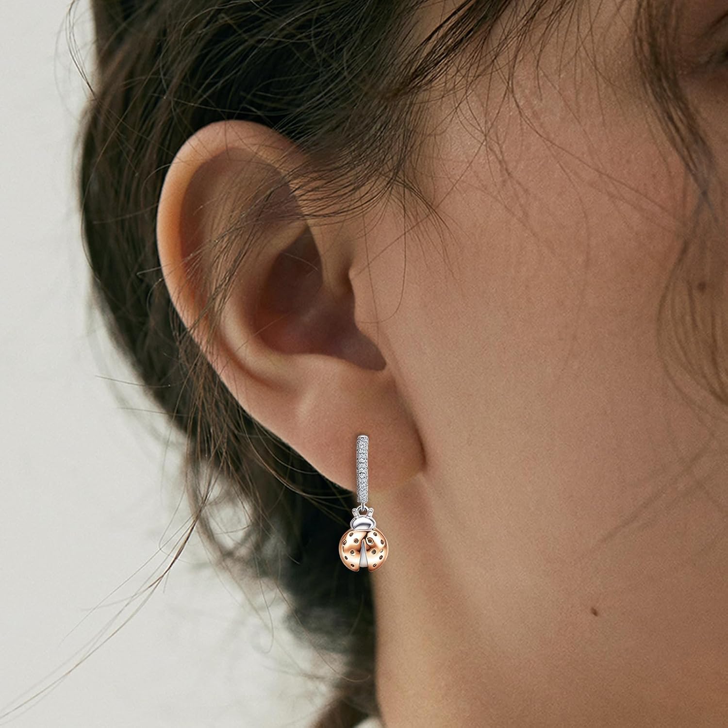 Ladybug Earrings for Women Sterling Silver Dangle Hoop Earrings Ladybird Earrings Cute Animal Huggie Hoop Jewelry Gifts for Lover Ladybug Daughter Birthday Gifts - Image 4