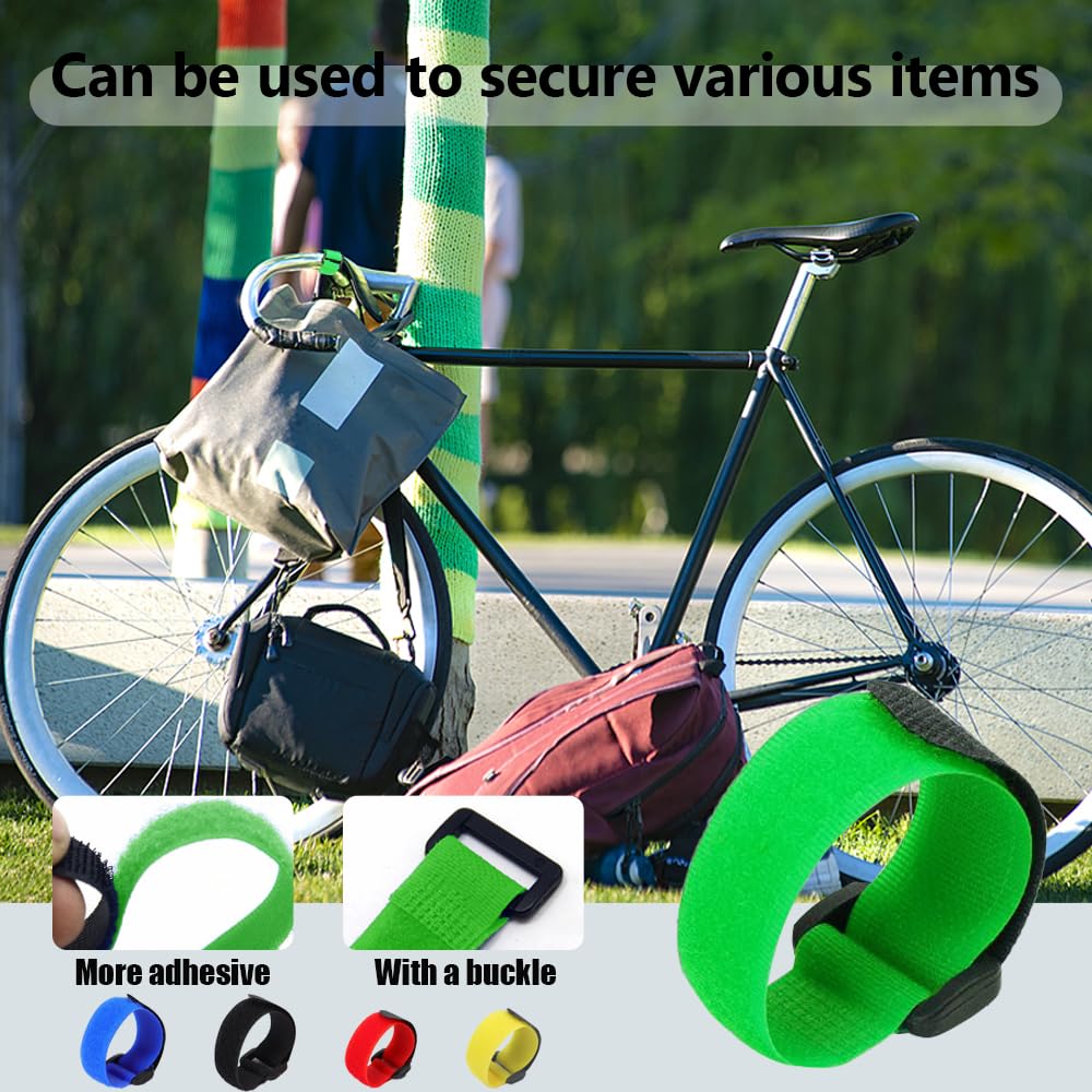8 fascette stringicavo con gancio e anello, riutilizzabili, resistenti e funzionali, con fibbie, interconnesse, cinghie regolabili per cyclette, pneumatici, casco