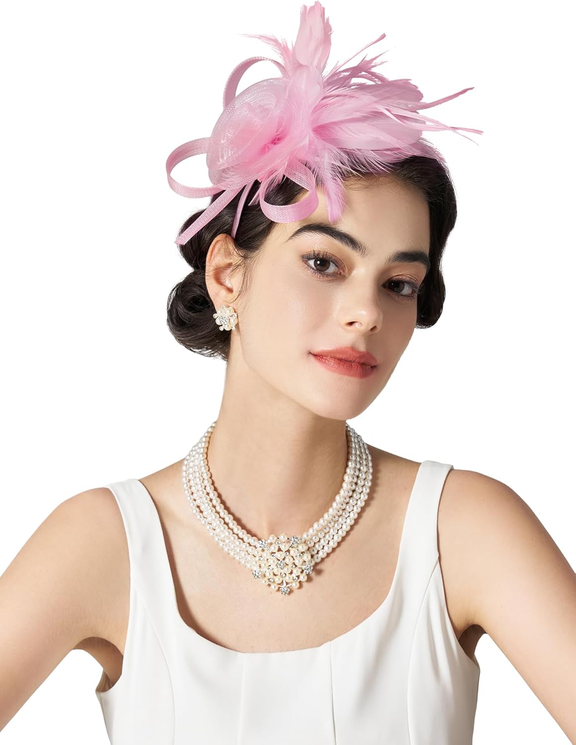 SWEETV Tulle Fascinators for Women, Tea Party Hats for Kentucky Fascinators Derby, Cocktail, Wedding, Fancy Dress Party