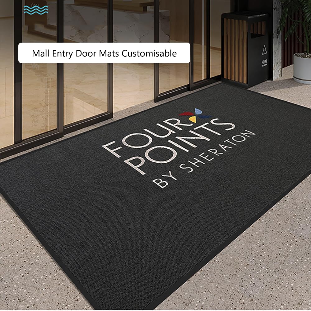 Zerbino Personalizzato con Logo Ingresso Esterno Interno Zerbini Personalizzati Antiscivolo Resistente Sporco Tappetino per Famiglia Società Centri Commerciali,90x120cm