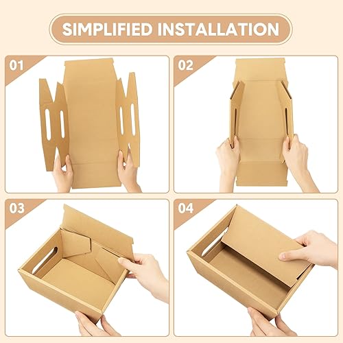 Miniatura 16 de Fainne 20 cestas de regalo vacías de Navidad de 10 x 8 pulgadas, cestas de cartón kraft de Navidad con asas, bandejas de regalo vacías a granel