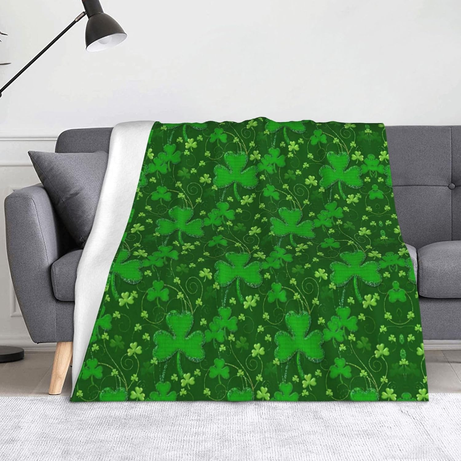 Background St Patrick's Day Glitter Print Cozy Soft Blankets Warm 50x60 in Lightweight Blanket for Camping Travel