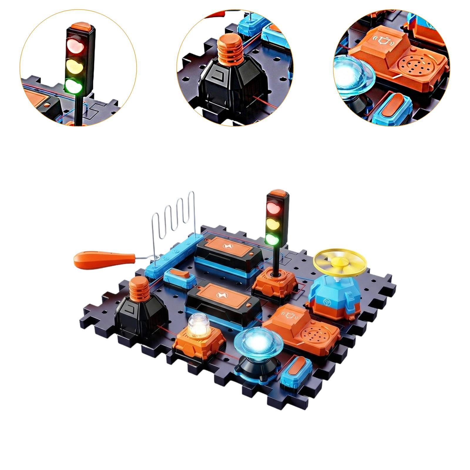 Oshhni Kit de Electrónicos Juego Educativo Científico Infantil Set de Proyectos Eléctricos Tablero de Montaje Fácil y Material PP, B