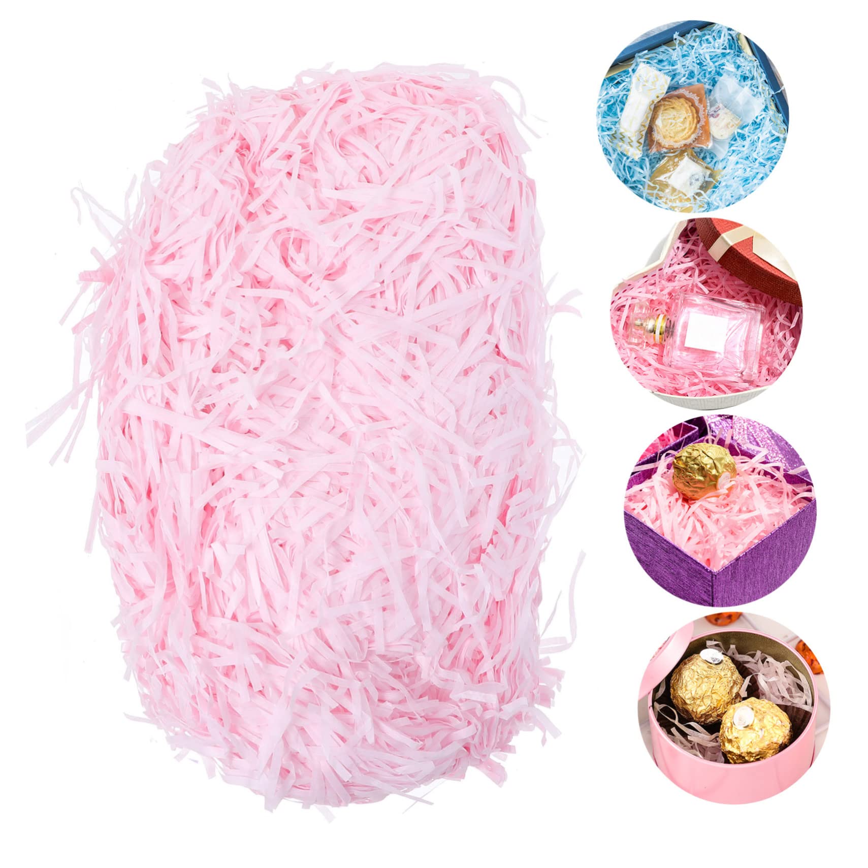 Wypełniacz do opakowań z rozdrobnionej bibuły， 3 opakowania pudełko pocięte fioletowe pudełko prezentowe fioletowy papier do pakowania(Pink,25 * 15Cm*3Pcs)