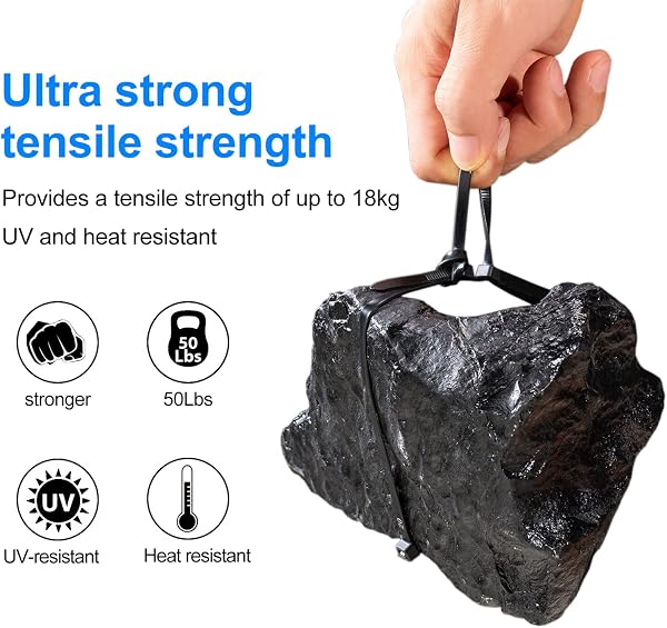 Sweed 100 x Cable Ties 300 x 4.8 mm, Serflex Black, Riselant Plastic, Flexible and Robust 22 kg Tensile Resistant, Reusable Cable Ties for Indoor and Outdoor Use in use