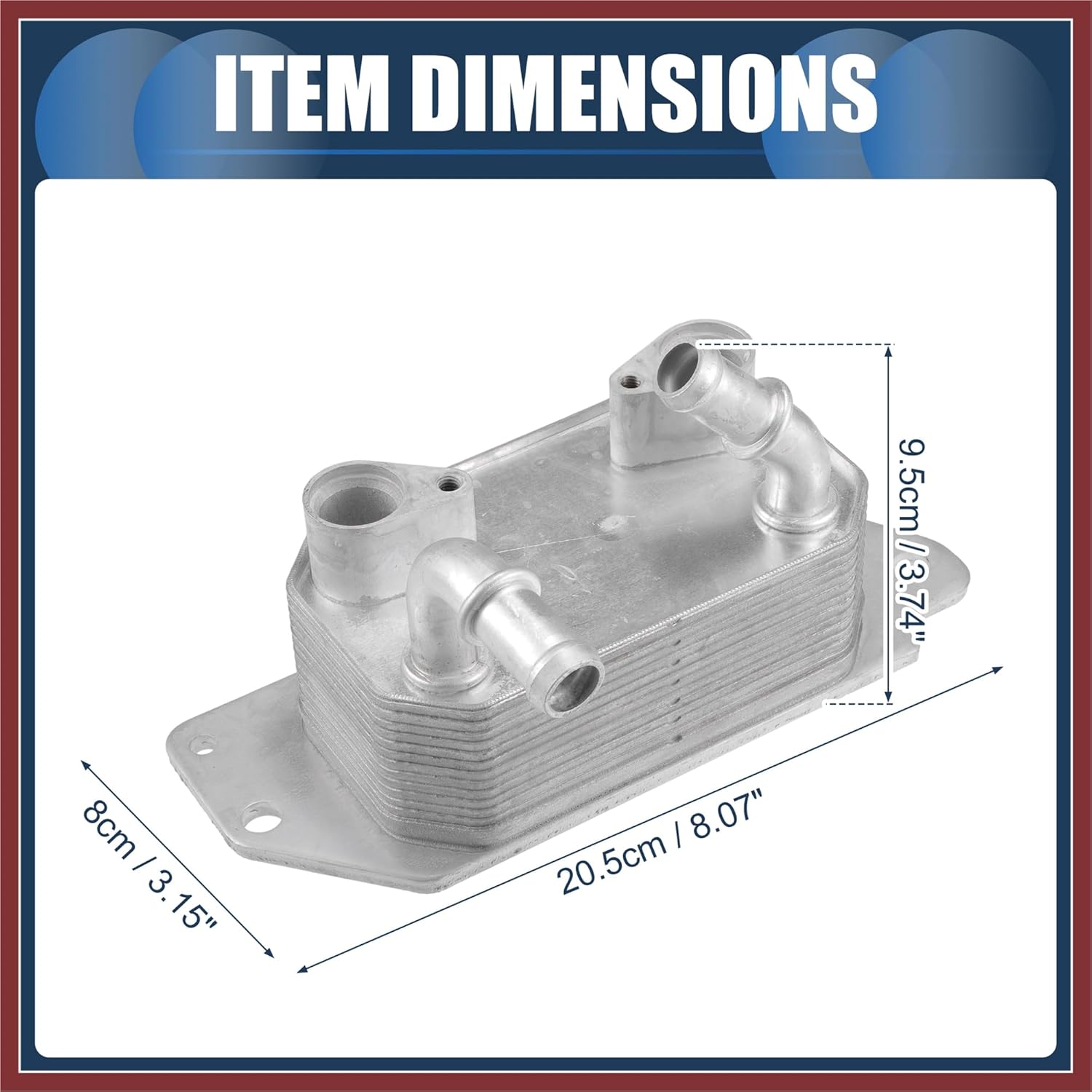 Engine Oil Cooler, Transmission Oil Cooler No.CV6P7869AE for Ford Escape 2013-2016 L4 2.0L Aluminum Alloy Silver Tone, 1 Pc Replace Parts