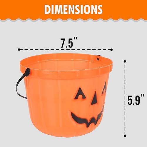 Miniatura 2 de Cubos de calabaza  Juego de 8 cubos de calabaza de Halloween para dulce o truco  Amplio cubo de dulces con mango cómodo y bordes no afilados  Cubo