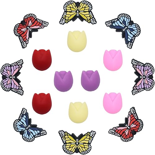 Miniatura 1 de Tapones de aguja de tejer lindos protectores de punta de aguja de rosa y mariposa tapones de puntada suministros de punto accesorios