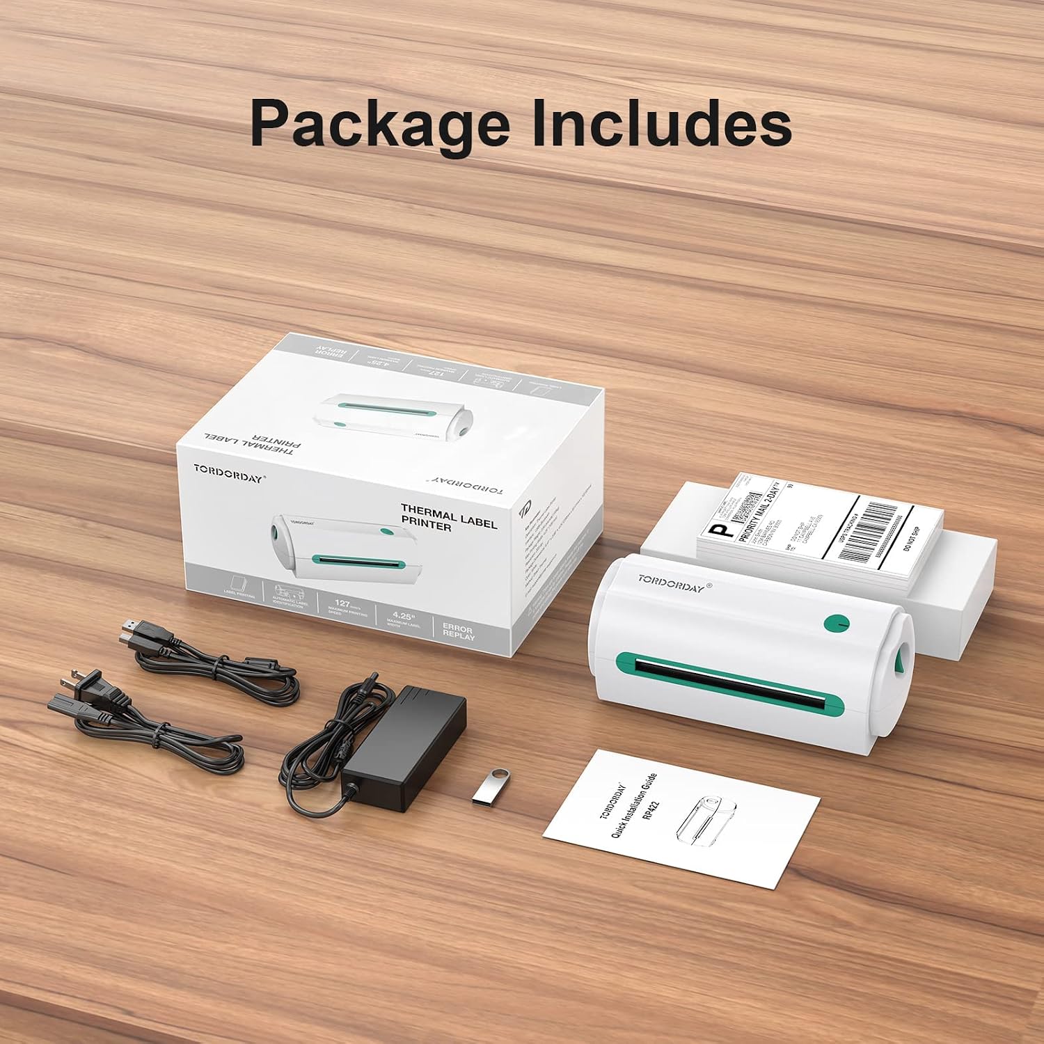 CYOIDAI Tordorday Bluetooth Shipping Label Printer Work with App Elabel 4x6 Bluetooth Thermal Label Printer for Shipping Packages, Compatible with USPS, Shopify, Amazon, Ebay, FedEx