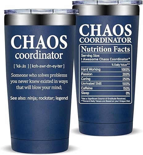 Vista 10 de Fufandi Chaos Coordinator Tumbler - Thank You Gifts for Women - Employee Teacher Appreciation Gifts, Boss Day Gift, Coworker Gift for Women