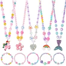 Faburo 10pcs Toddler Jewelry for Girls -5 Necklaces, 5 Bracelets
