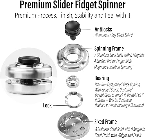 Miniatura 6 de FREELOVE Fidget Spinner de levitación magnética para adultos, juguetes de metal de acero inoxidable resistente, diseño de mini pesos pequeños,