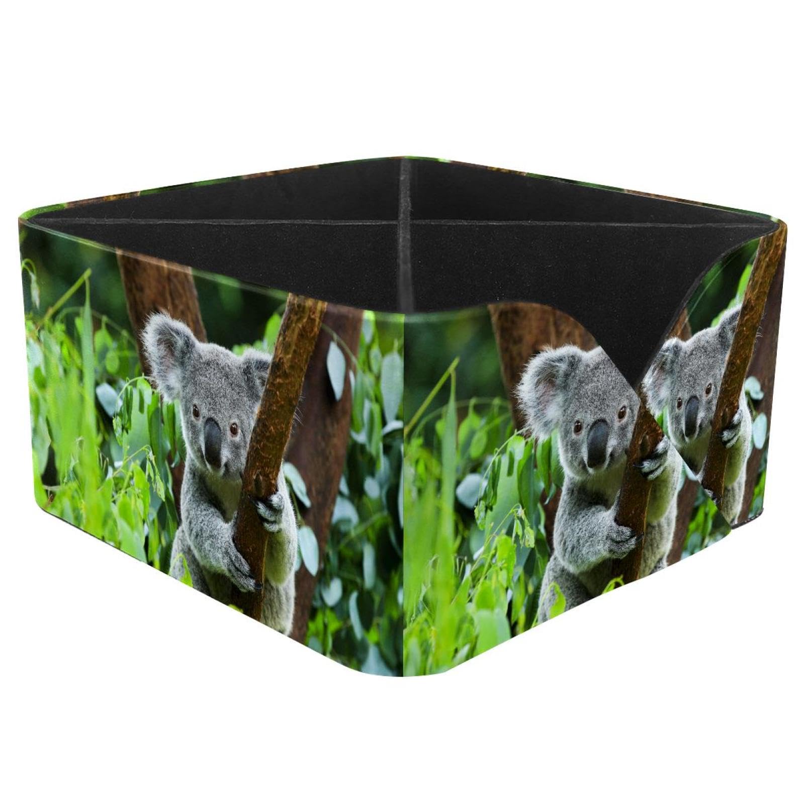 KengjuTesu Cute Koala Desktop Organizer Pen Holder, Rectangular Pencil Cup for Office, Study and Makeup Stations