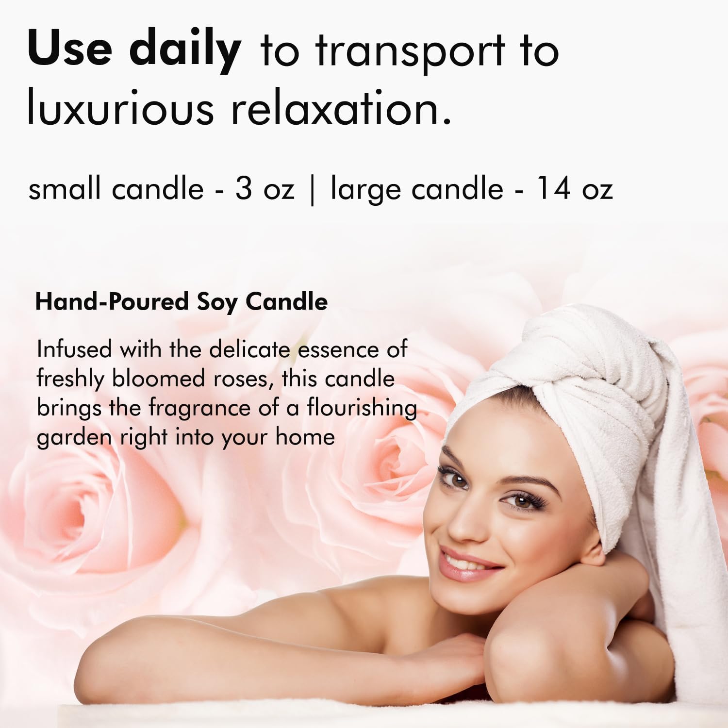 Nabila K – Rose Garden - Soy-Based Candle – Fresh English Damask Roses - Hand-Poured - Cotton Wick - Aromatherapy Candle w/Essential Oils - Made in USA - 14 oz