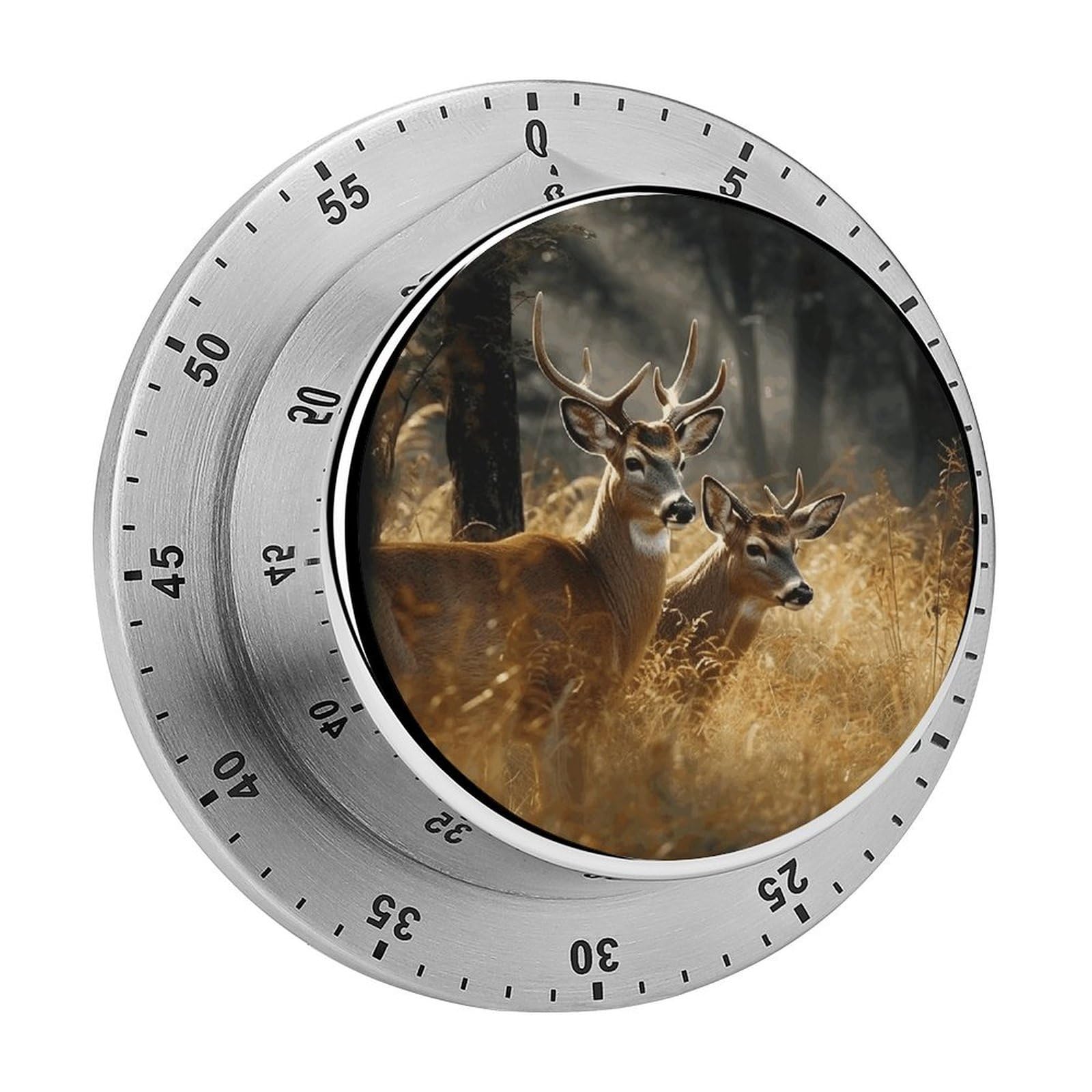 Nature Wild Animal Deers Visual Timer Cute Desk Timers No Batteries Required Magnetic Indoor Countdown Timers Loud Alarm Exquisite Manual Time Timer Clock for Gift