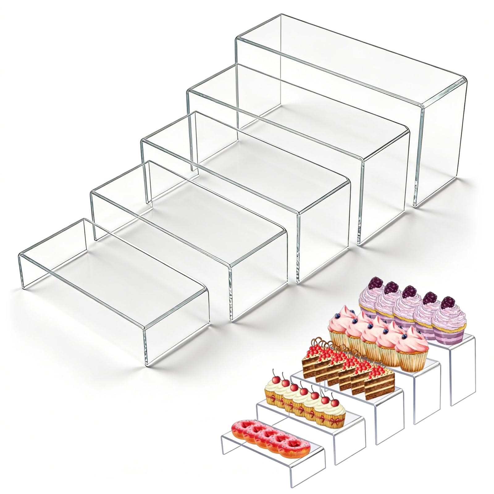 Rthynti Transparent Acrylic Display Stand, 5Th Floor Clear Display Risers, Tiered Shelf Organizer For Collectibles, Action Figures Retail Products & Home Decor