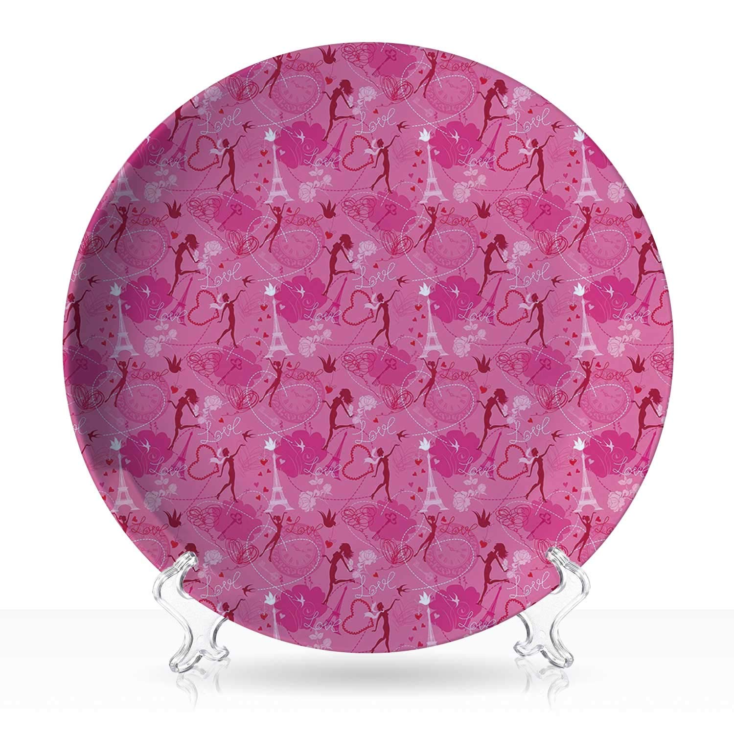 Paris,Indie Ceramic Decorative Plate Flying Elves Eros Love Town Center of Romance Magic City Valentines Day Concept DColorfulrative Interior Art 6"Inch