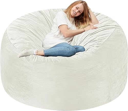 Miniatura 72 de Homguava Sillón tipo puf de 4 pies: Pufs de 4' con espuma viscoelástica rellena, grandes sillones tipo puf, sofá suave con funda de terciopelo Negro