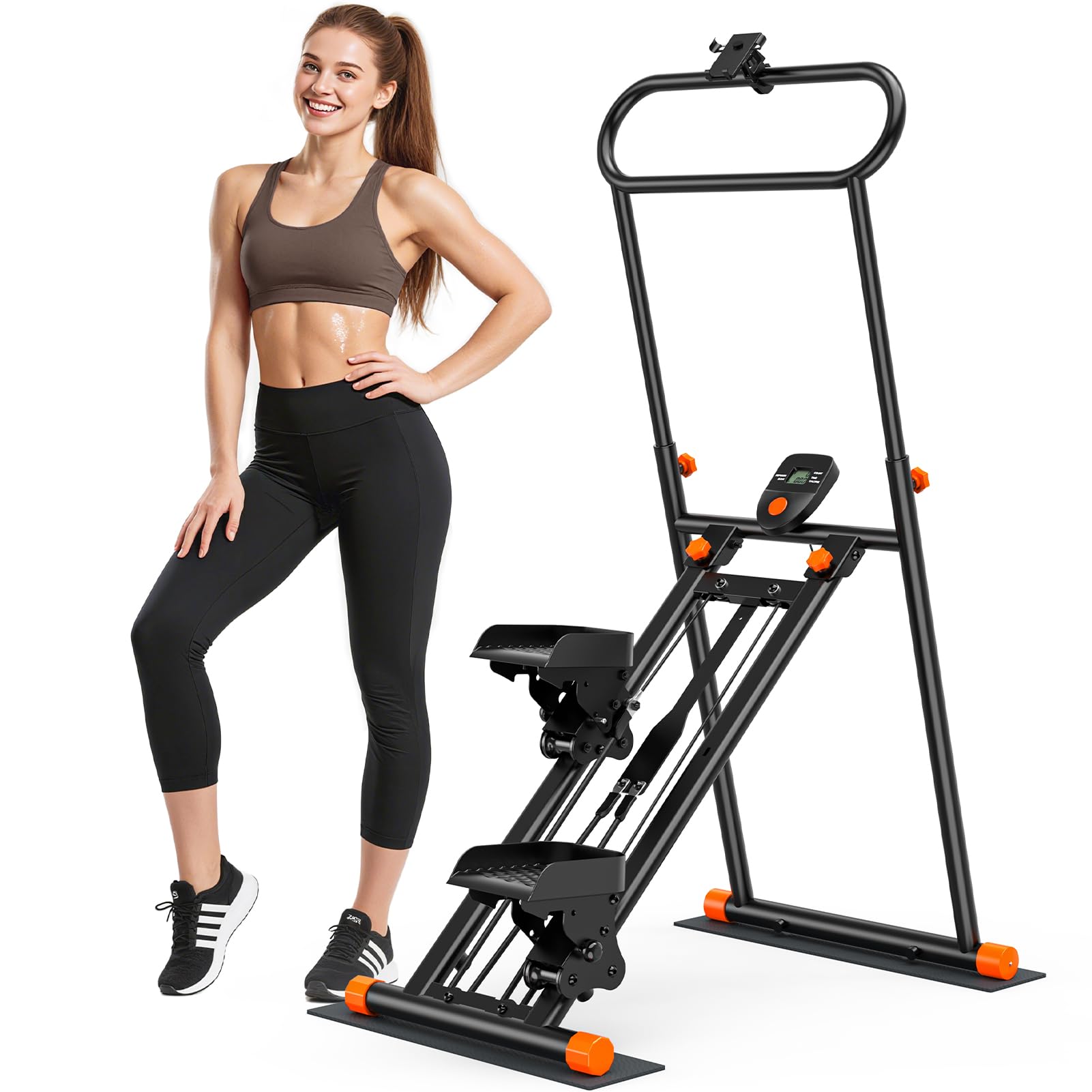 Stair Stepper for Home Gym Exercise, Stair Master Foldable, Vertical Climber Machine with Adjustable Resistance & Pedal, 300LB Weight Capacity, Cardio Exercise Machine for Legs, Core and Glute Workout