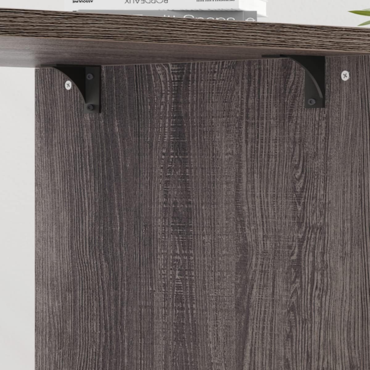 Close-up of the sturdy metal brackets used for shelf support