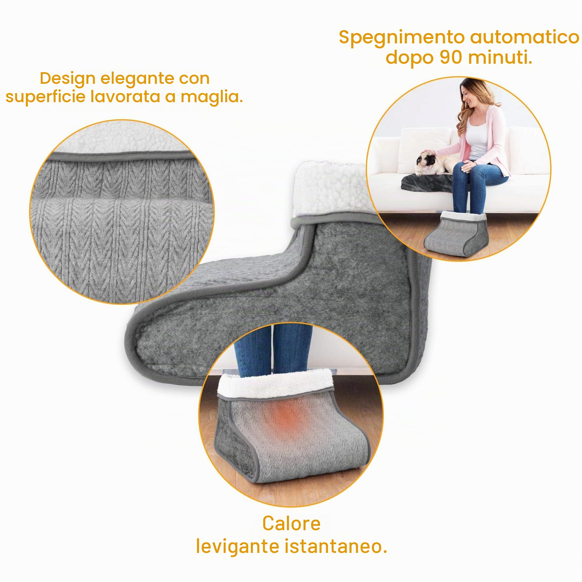 medisana FW 150 scaldapiedi in maglia, scaldapiedi elettrico, 3 impostazioni di temperatura, spegnimento automatico, protezione da surriscaldamento, soffice rivestimento interno lavabile