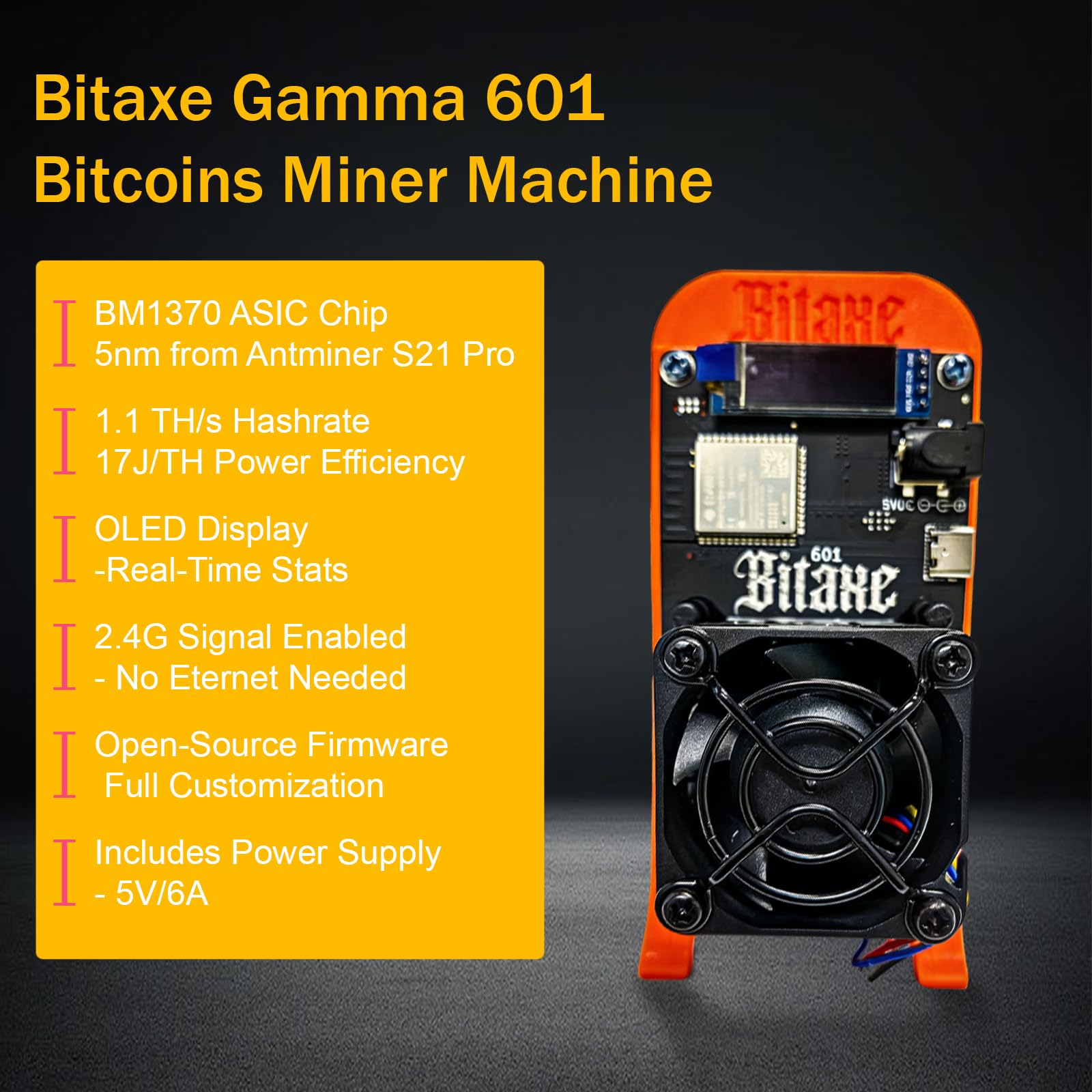 Amazon.com: Bitaxe Gamma 601 Solo Bitcoins Miner, Up to 1.1TH/S