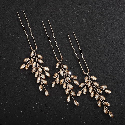 Miniatura 2 de Teyglen Horquillas para el pelo de novia de cristal con diamantes de imitación para el pelo de boda, accesorios para el cabello hechos a mano con
