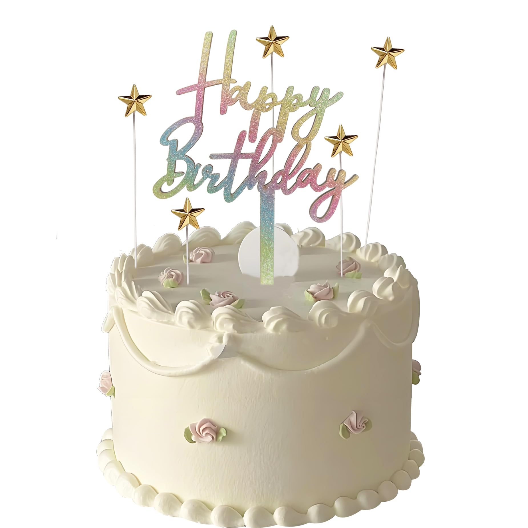 Cake Topper Acrylique Happy Birthday Multicolore (24 Unités