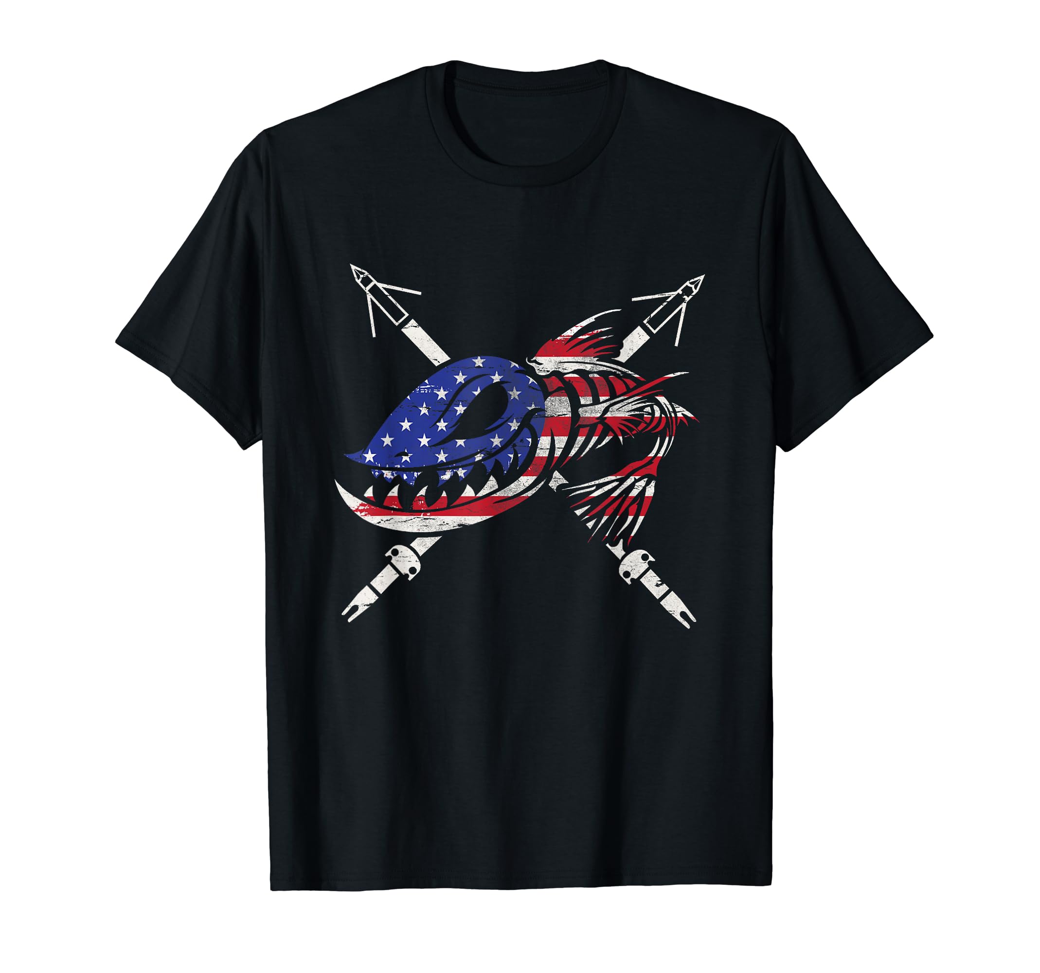 Bowfishing Great Gifts hunting lovers by hariBowfishing freedom flag USA vintage Great gift T-Shirt