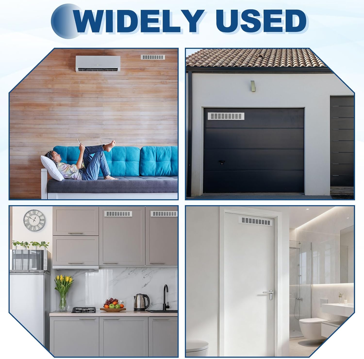 28 x 4 Inch Door Air Vent Cover, 1 Set Heavy Duty Aluminum Grille Ventilation Cover Louvered with 4 Mounting Screws for Cabinet Wardrobe Door, Grey