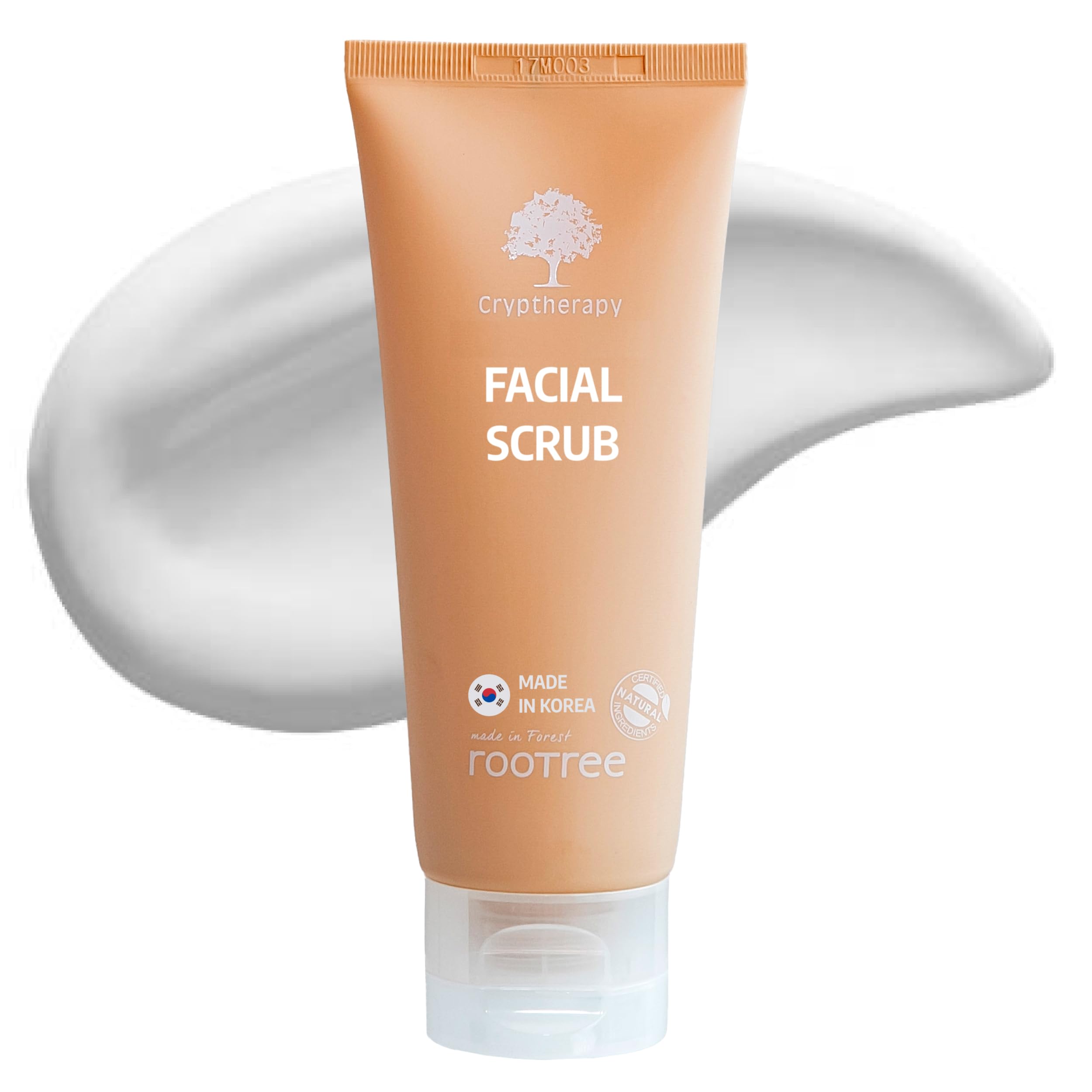 rootree Cryptherapy Facial Mild Scrub 100ml - Korean Skincare, Exfoliating Cleansing Scrub, Moistruising, Hydrating, K Beauty Facial Care, Natural Ingredients, Vegan & Cruelty Free, for All Skin Types