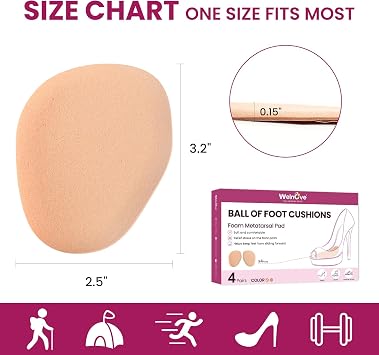 Ball of Foot Cushion Metatarsal Pads - Anti-Slip Metatarsal Pad to Prevent Feet Sliding, All Day Comfort Foot Insert Pads for High Heels, Sandals, Wedding, Party, Shopping (Khaki,4 Pairs)