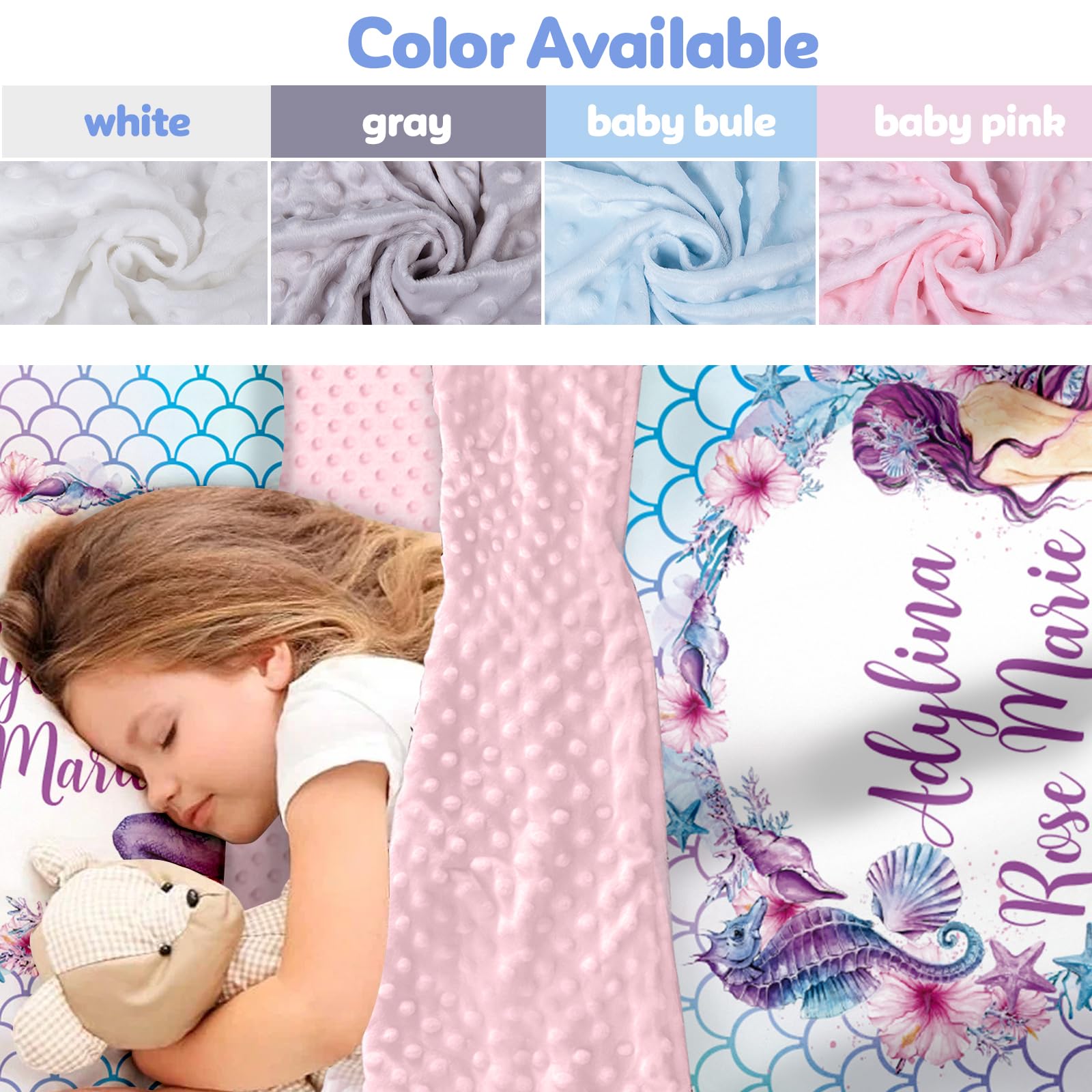 Custom Toddler Girls Sleeping Bag Nap Mat for Daycare, Mermaid Kids Sleeping Bag with Pillow & Blanket for Preschool Kindergarten, Personalized Name Easy Carry Napsack Purple 6