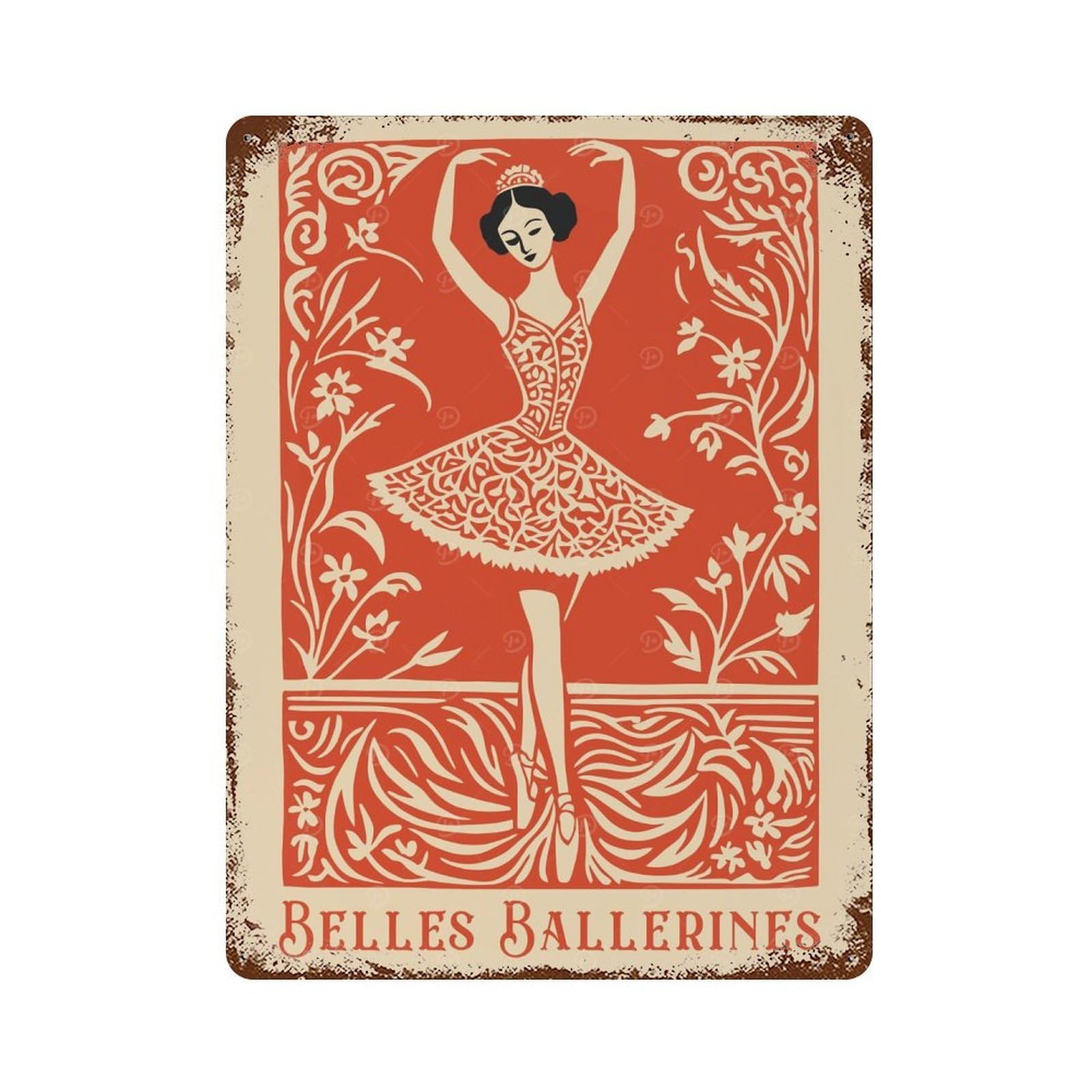 Retro Metal Sign with Belles Ballerines Vintage Ballet Art Design 15.7"x11.8", for Shed, Workshop And Garage Wall Decor, Old School Wall Decor