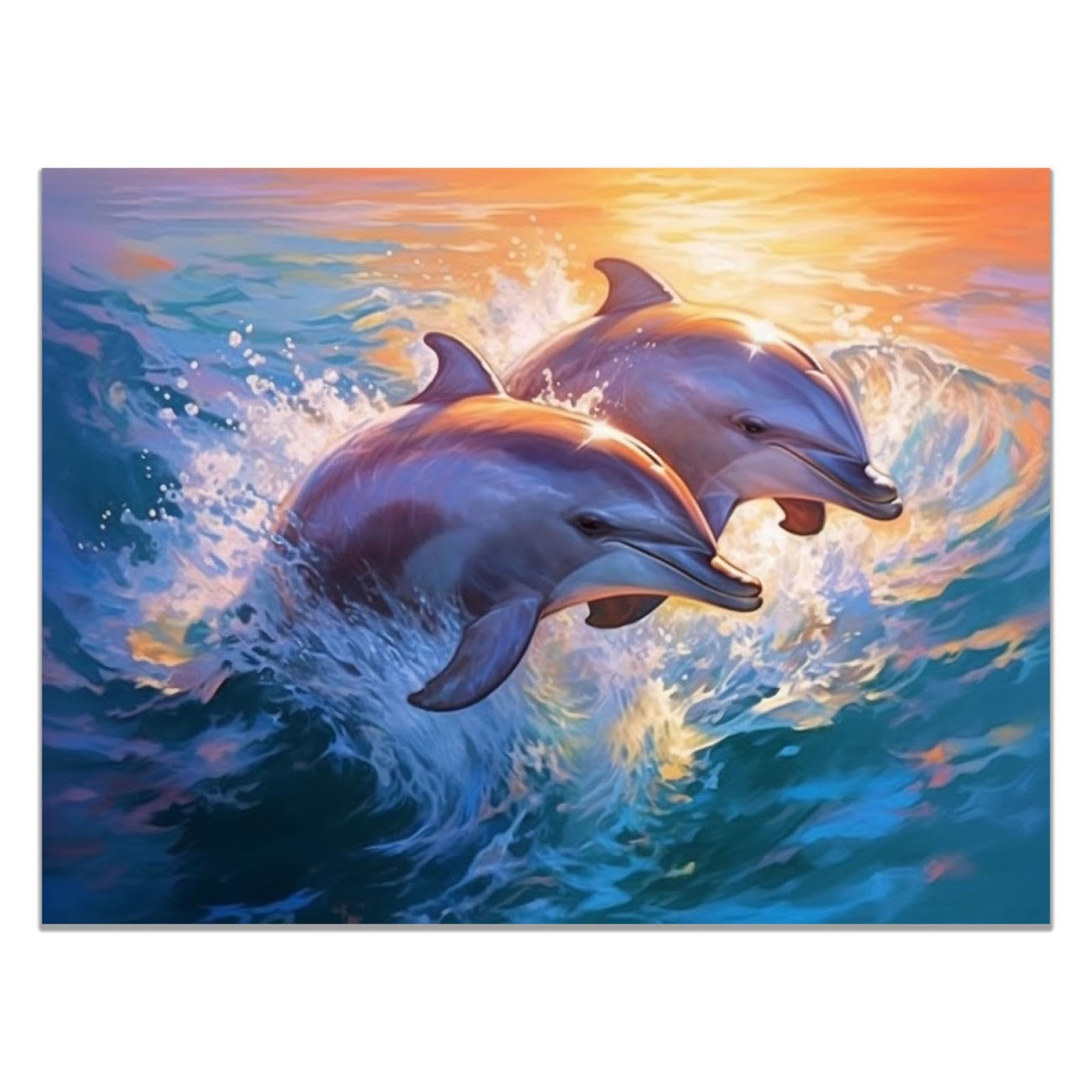 Amazon.co.jp: 動物 はじめての絵画 キャンバス,海 ゴールド、ブルー
