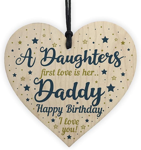 RED OCEAN Daddy Gifts From Daughter Dad Birthday Gifts Wooden Heart Dad Birthday Card From Son Keepsake