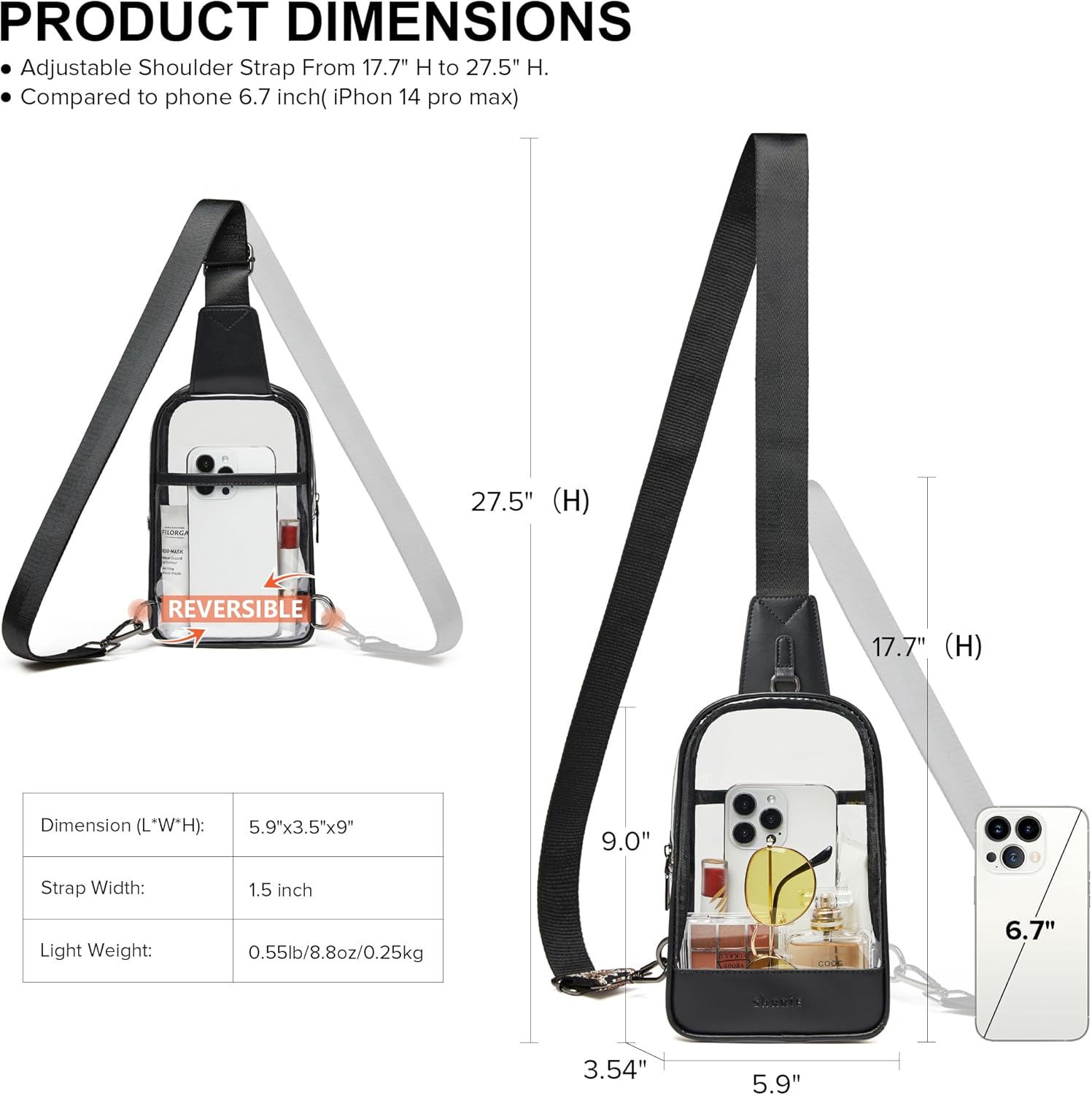 Shrrie Clear Bag for Stadium Events Transparent Crossbody Sling Bag for Women & Men - Stadium Approved, Concerts & Sports - Image 4