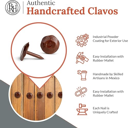 Miniatura 99 de 100 Pack 1" Small Round Head Iron Clavos Decorative Nails – Sealed Unfinished – Handmade Rustic Round Fasteners for Farmhouse Shutter, Faux Wood