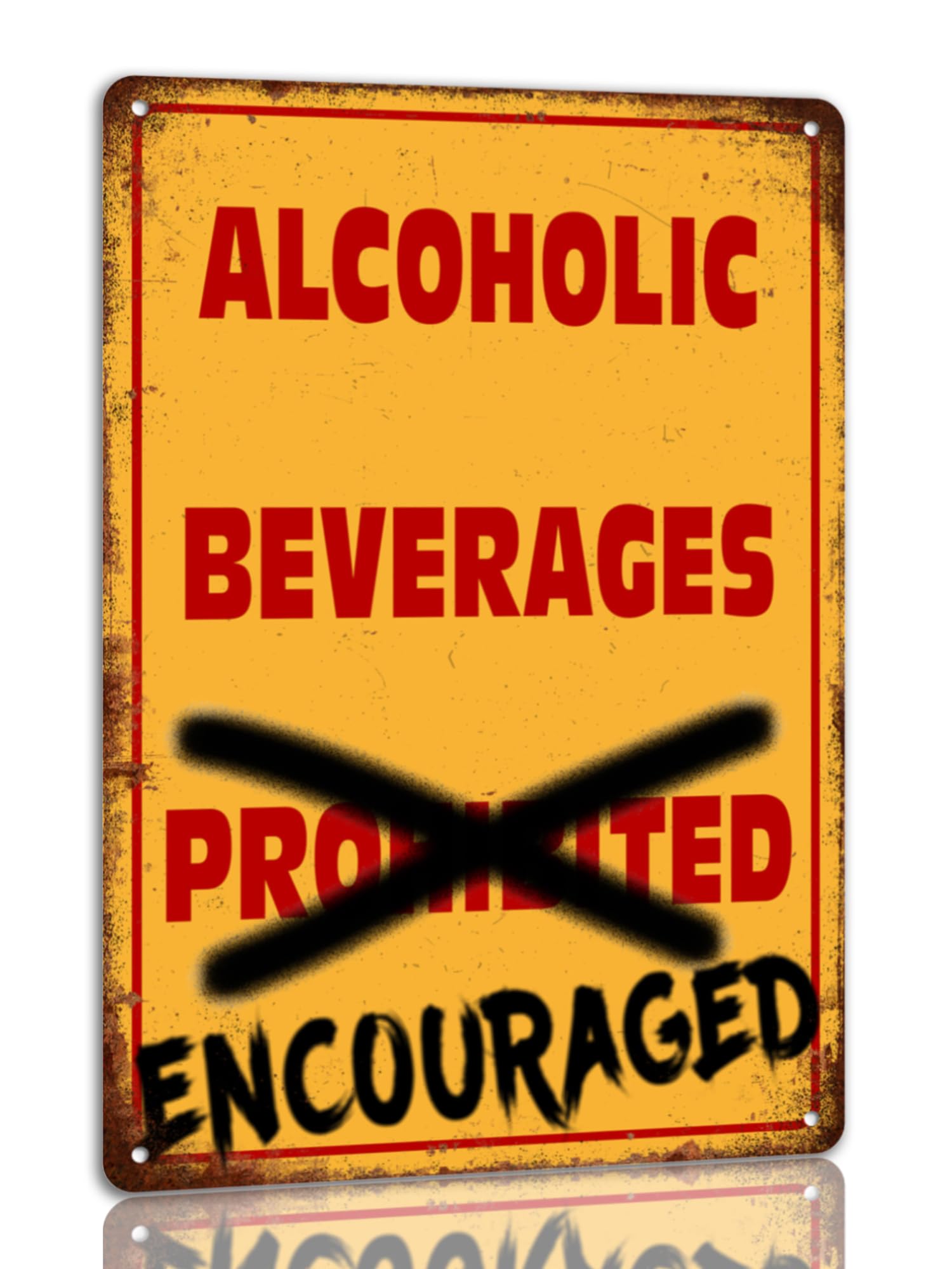 peiyeety Alcoholic Beverages Encouraged Metal Tin Sign Vintage Man Cave Bar Wall Decor Signs For Club Pub 8x12 Inch