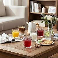 Vista 6 de Dicunoy Paquete de 6 vasos para beber jugo, vasos de agua de 8 onzas con base pesada, vasos pequeños de cristal para refrescos, agua, leche, whisky