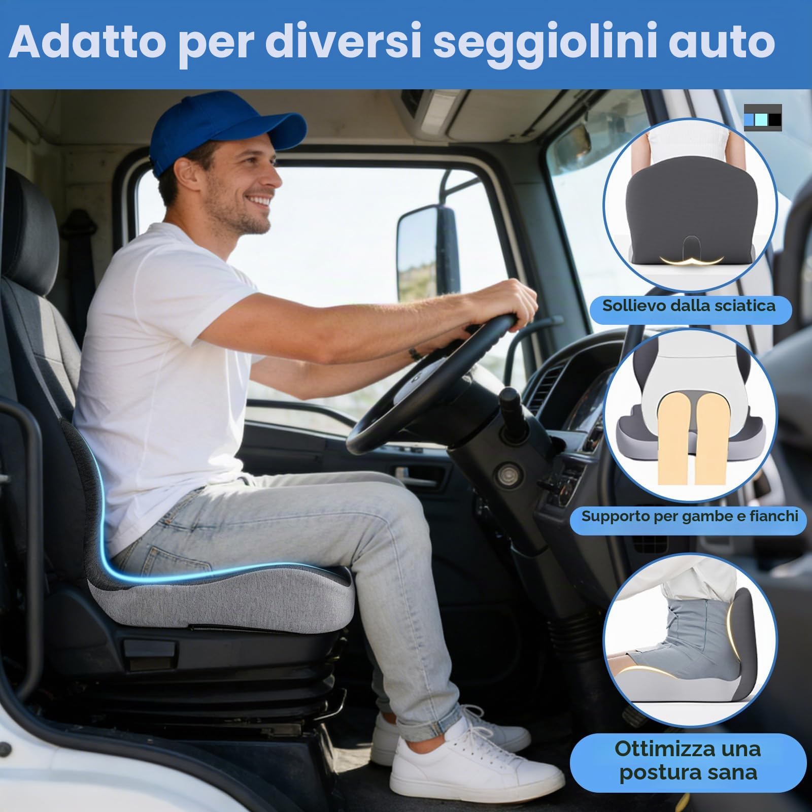 NCONCO Cuscino Sedia Ufficio,con Schienale Supporto Lombare Memory Foam Aumenta il Comfort U-Shape per Auto Guidatore Sedia a Rotelle Scrivania