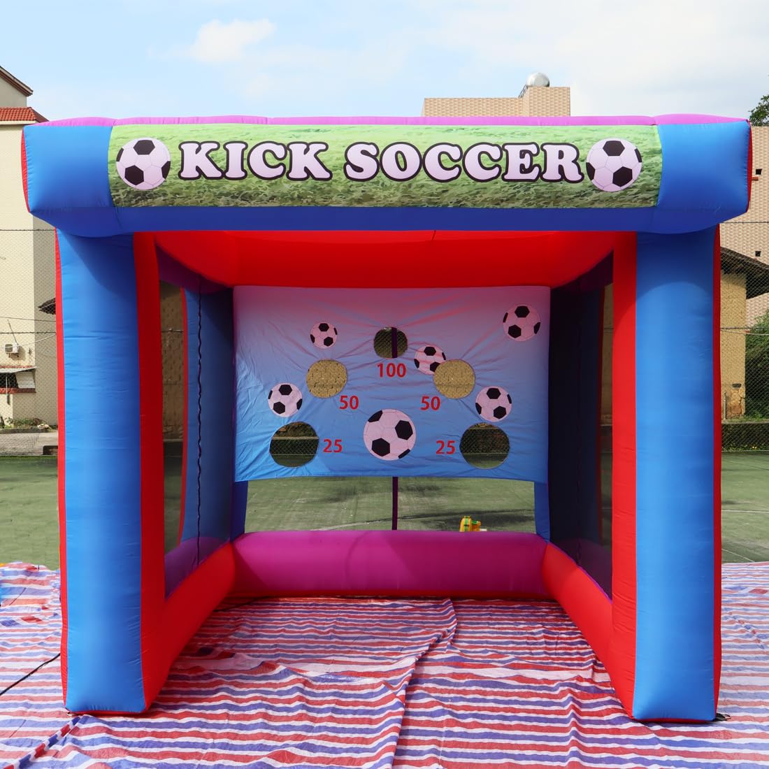 Vinfgoes Inflatable Soccer Target Goal Kick Shooting Game Inflatable Football Gate 11.5ftx10x8.6FT with Blower for Parties, Backyard, School, Team Events