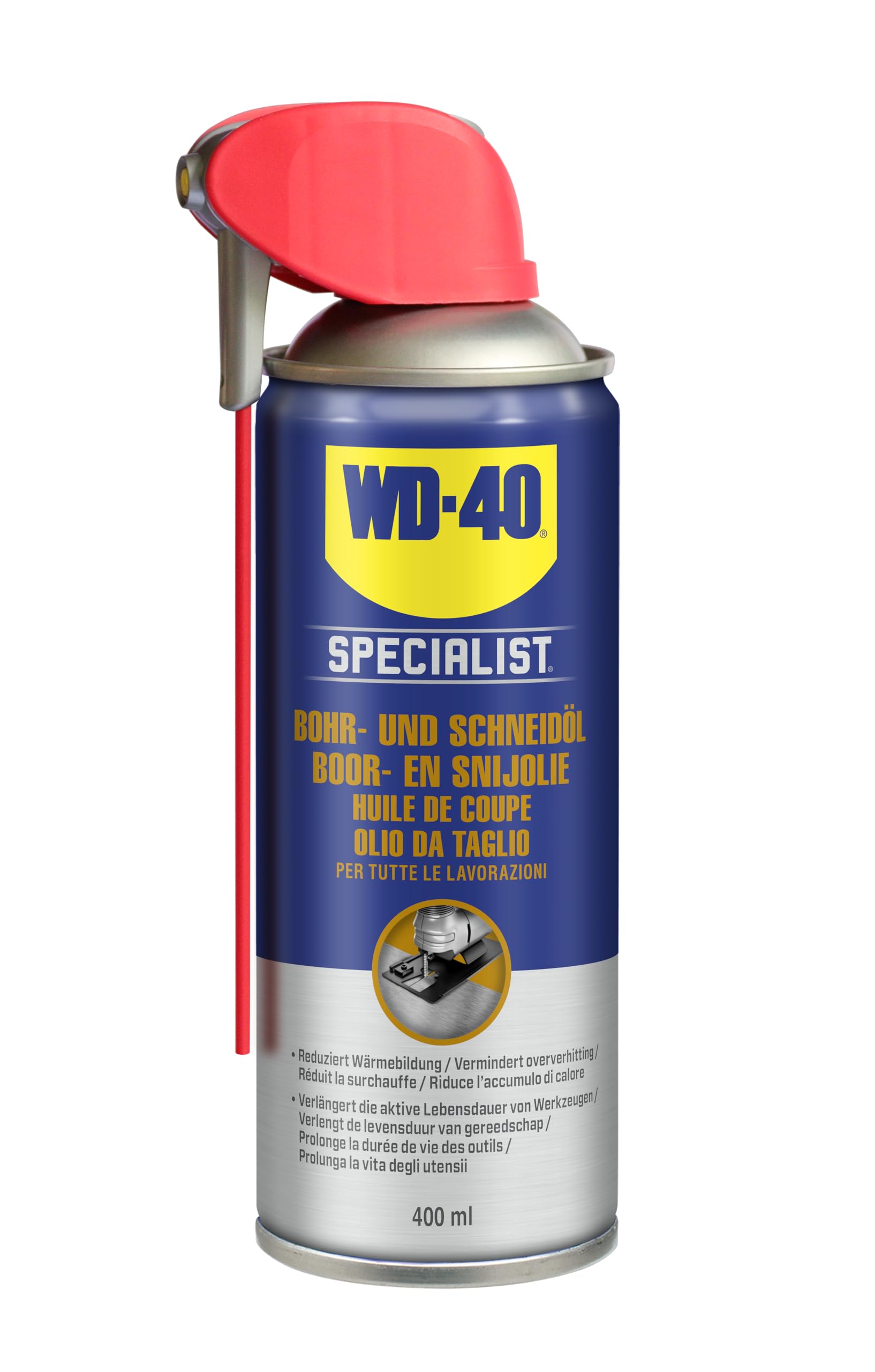 WD-40 Specialist Bohr- & Schneidöl Smart Straw 400 ml – Präzise Anwendung mit klappbarem Sprührohr, reduziert Reibung & Verschleiß, kühlt & schmiert beim Bohren und Schneiden, für alle Metalle