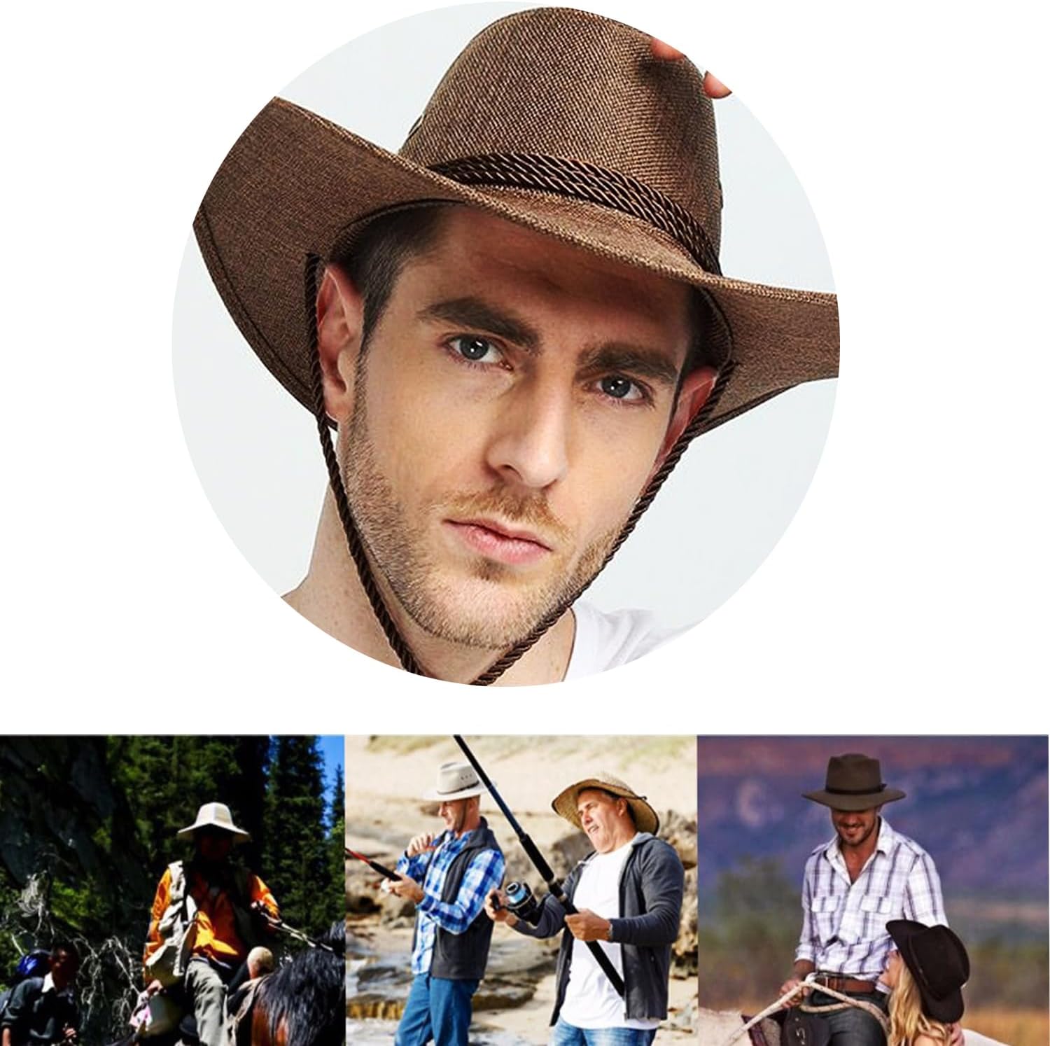 Unisex Cowgirl Hat Cowboy Hat Sun Hat Cowgirl Cap for Women Men Western Cowboy Halloween Cosplay Costume