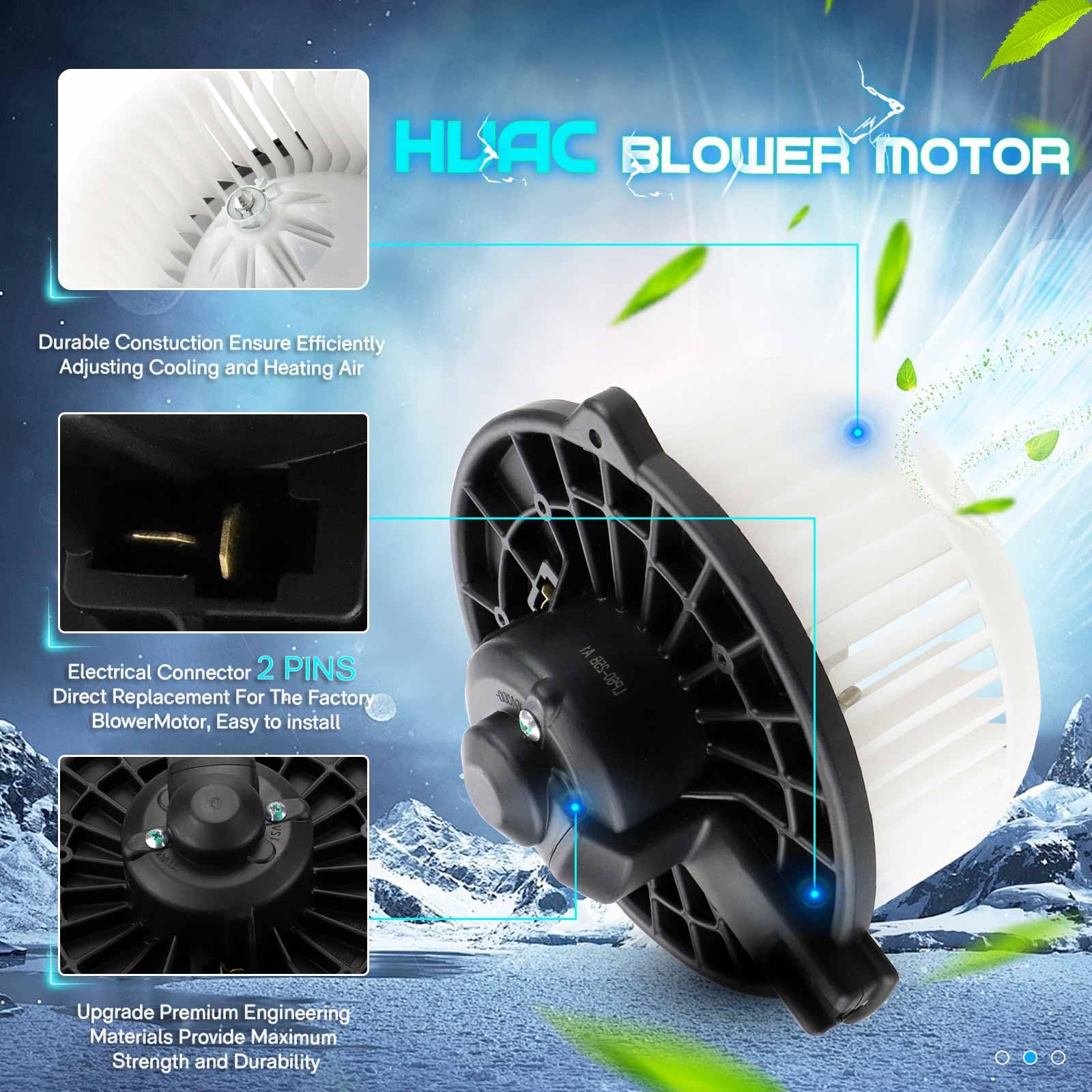 Car AC Fan Motor HVAC Blower Motor With Fan Cage - Fits 2006-2011 Honda Civic, 2007-2010 Jeep Wrangler, Acura CSX AC Blower Motor Replacement