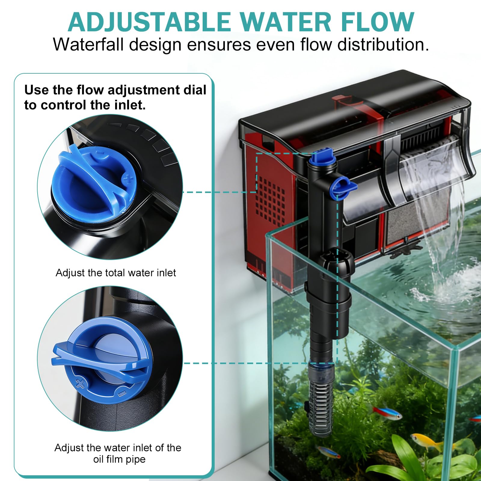 EXLECO Filtro Acquario Esterno a Zaino 6W 800L/H, con Lampada UV, Pompa Acqua, Skimmer e Spugna di Ricambio, Mini Completi per Acquari: 75-190L, Tartarughe d’Acqua – con Cannolicchi e Carbone Attivo