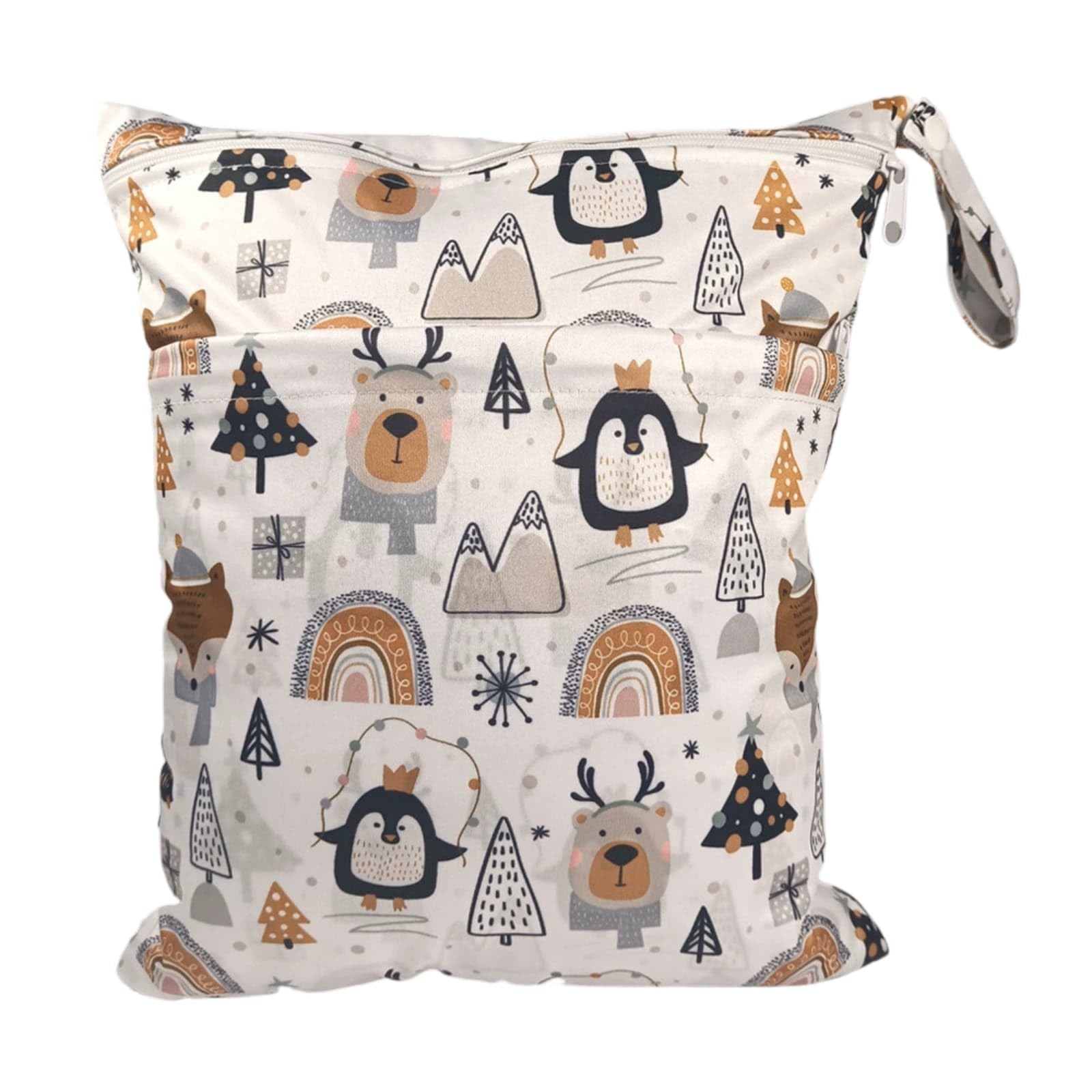 Hixingo Waterproof Wet Dry Bag, Reusable Nappy Wet Bag Cloth Diaper Wetbag with Zipper 30x36cm Cartoon Style Nappy Wetbags Washable for Baby Items Wet Clothes (Penguin,4 Pieces)